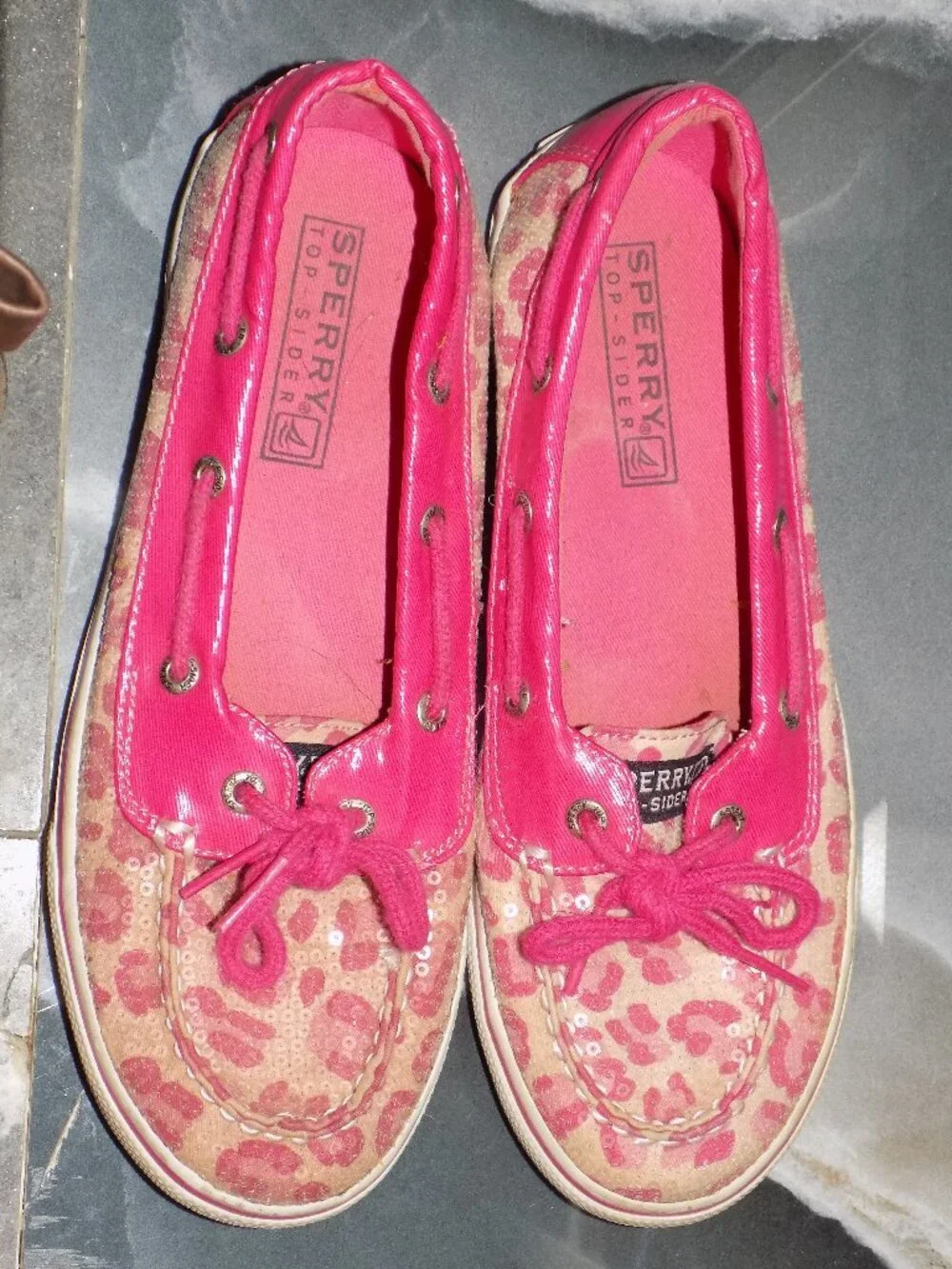 Sperry Top-Sider Biscayne 1 Eye Pink Cheetah Shoes Size 4 M Girl's